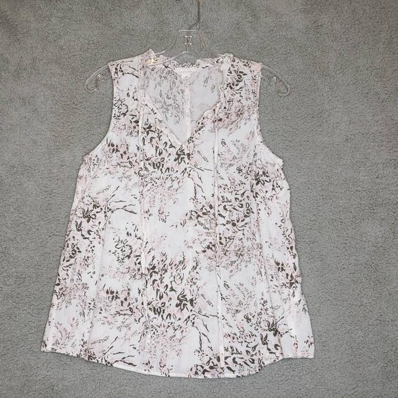 Caslon Womens‎ Cloud Carrie Tank Top Multicolor Floral Keyhole Neck Tie XS New - Picture 1 of 9